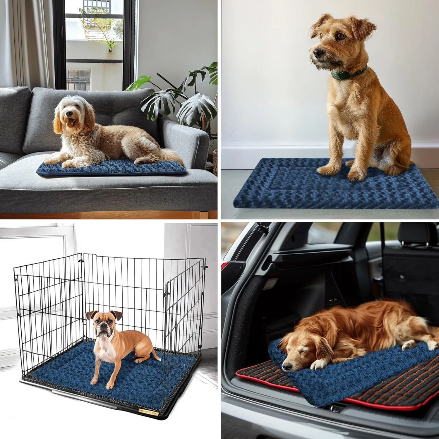 Reversible Dog Mat for Pet Comfort - Soft Bed Crate Pads with Dual-Sided Design for All Seasons - Durable, Machine Washable for Crates, Travel, and Home