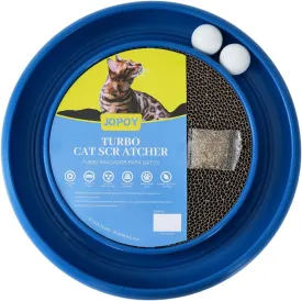 Round Cat Scratcher Pad with Two Interactive Spinning Balls for Active Play Kitten and Adult Cats