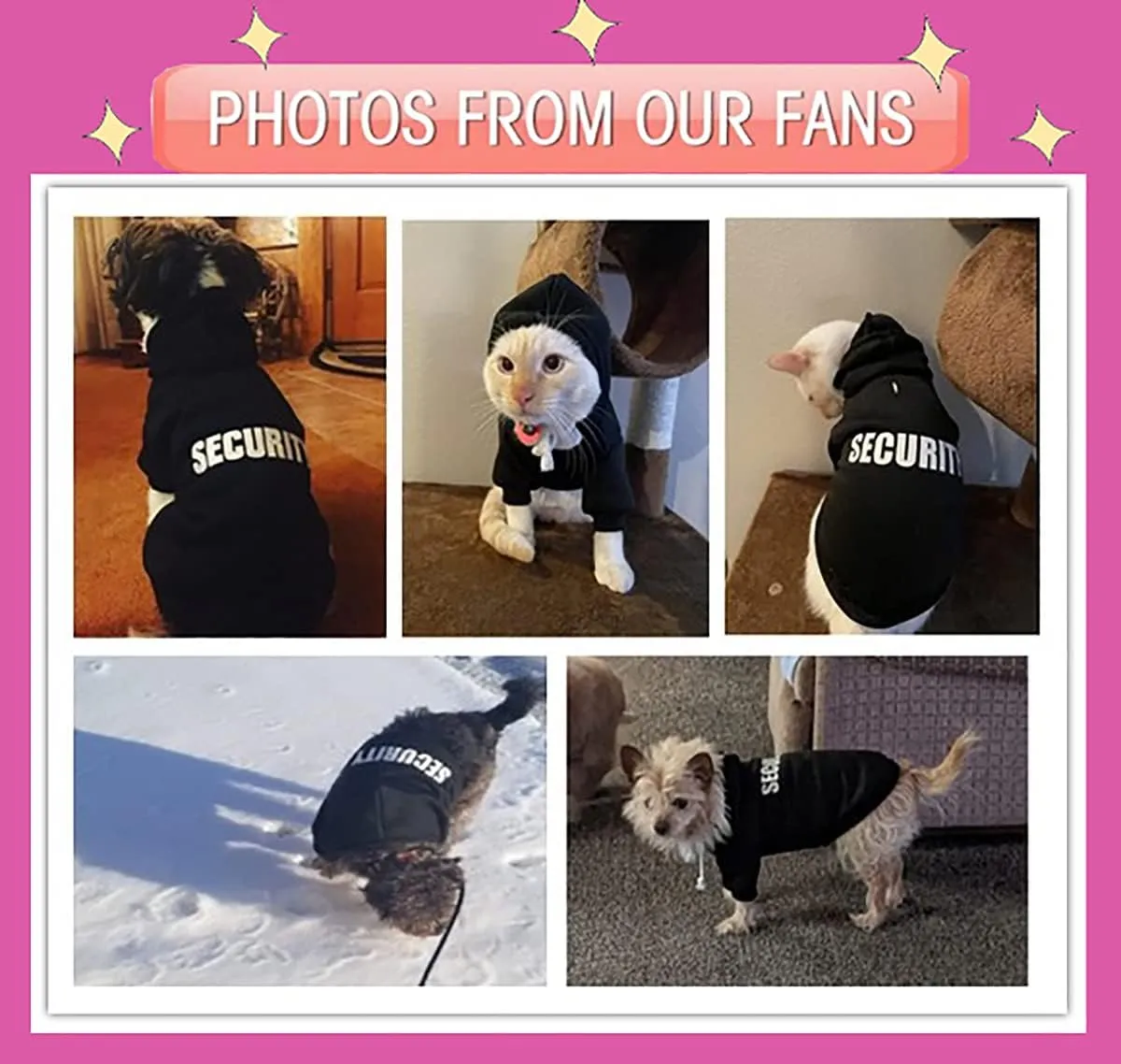 Security Dog Hoodies Dog Clothes Apparel Winter Sweatshirt Warm Sweater Cotton Puppy Small Dog Hoodie for Small Dog Medium Large Dog Cat (Black, 3XL)