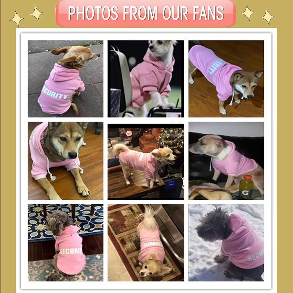 Security Dog Hoodies Dog Clothes Apparel Winter Sweatshirt Warm Sweater Cotton Puppy Small Dog Hoodie for Small Dog Medium Large Dog Cat (Black, 3XL)