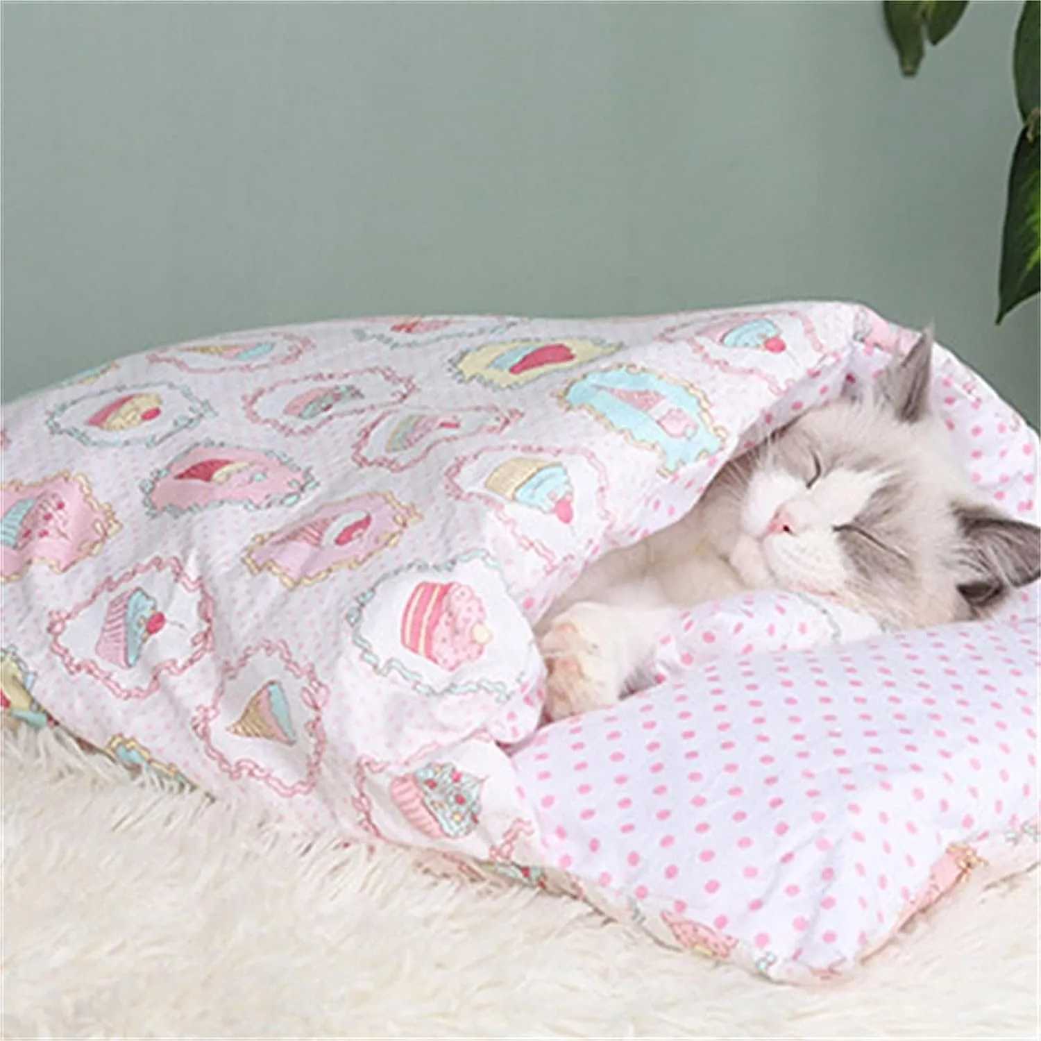 Self Warming Cat Cave Bed - Hideaway Burrow Calming Pocket Pet Bed Cat Nest Snuggle Sack for Kitten Puppy - L-26''x20'', Blue