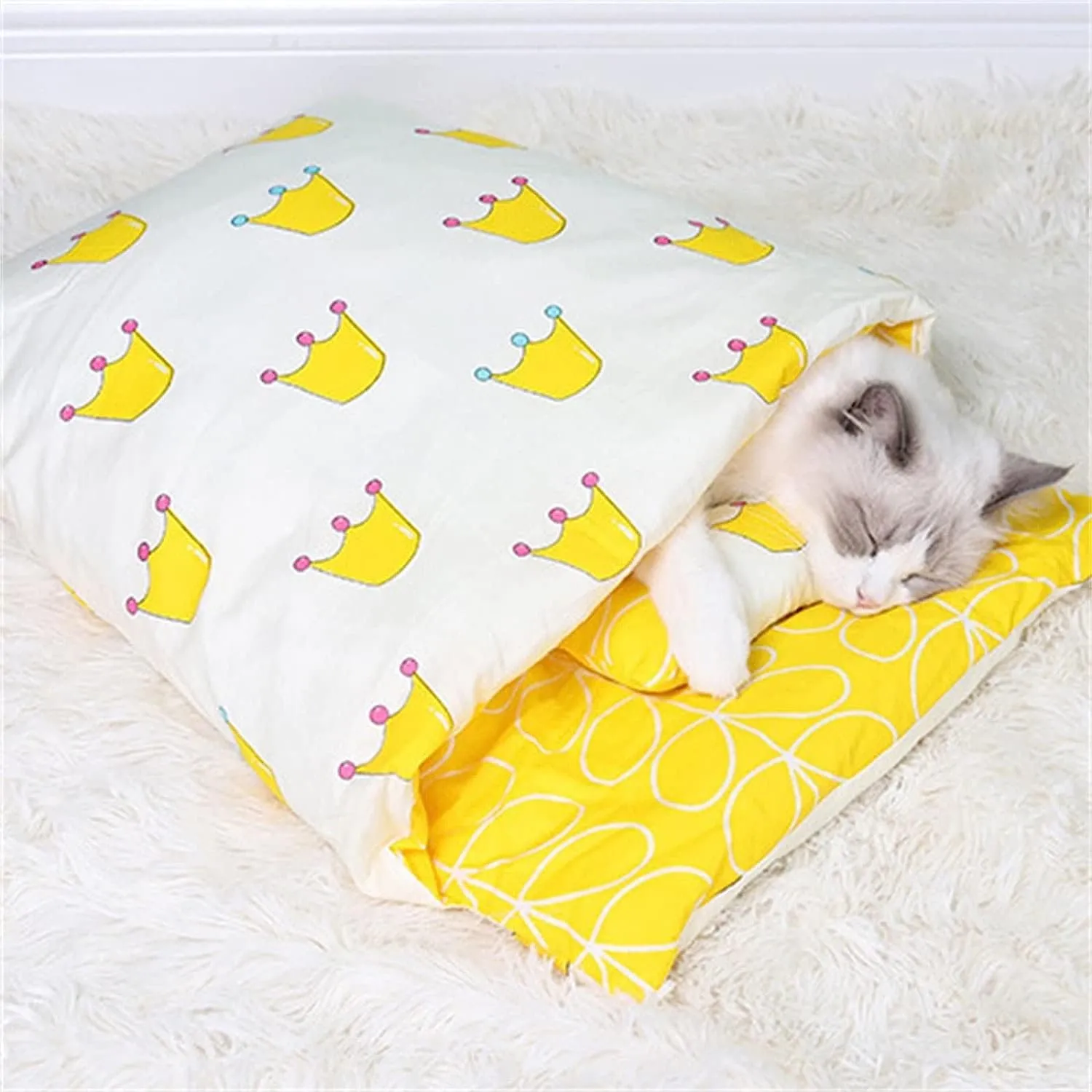 Self Warming Cat Cave Bed - Hideaway Burrow Calming Pocket Pet Bed Cat Nest Snuggle Sack for Kitten Puppy - L-26''x20'', Blue