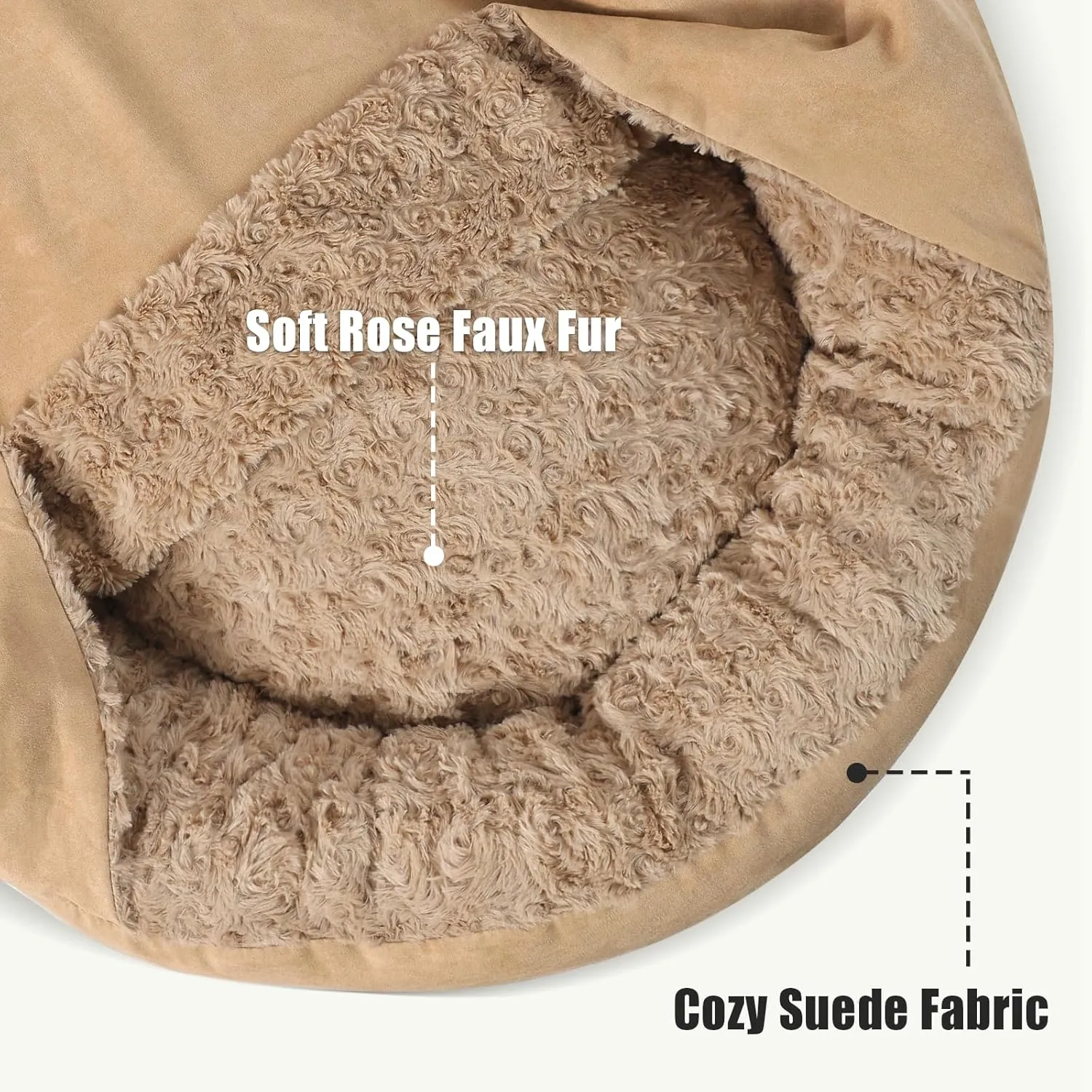 Small Dog Bed with Hooded Blanket - Washable Puppy Bed with Cover, Cozy Cave Dog Bed for Small Dog Cat, Donut Pet Bed with with Non-Slip Bottom (Brown, Small)