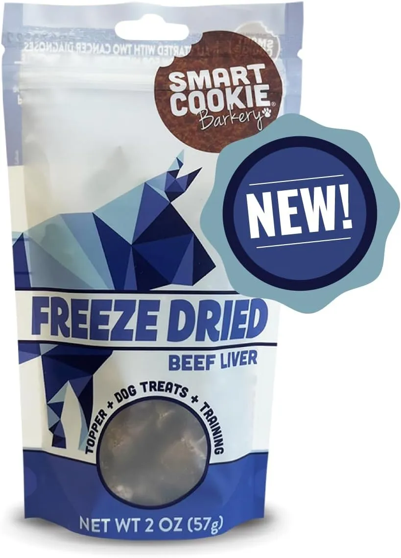 Smart Cookie Freeze Dried Beef Liver Bites - Single Ingredient Beef Liver Dog Treats - Low Calorie Training Treats for Dogs - 2oz Bag, 1 Pack