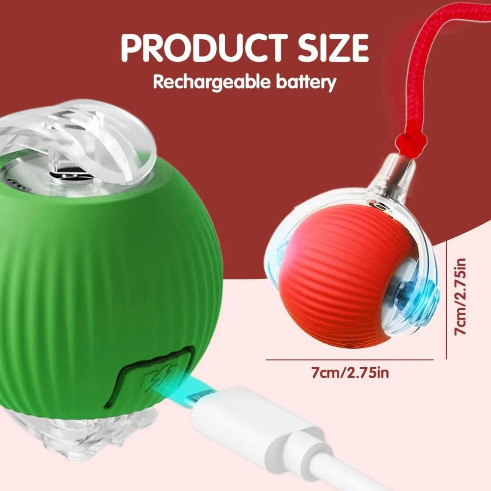 Smart Indoor Adult Cat Toys - Interactive Rolling Balls with Cord Imitation Mouse (Red)