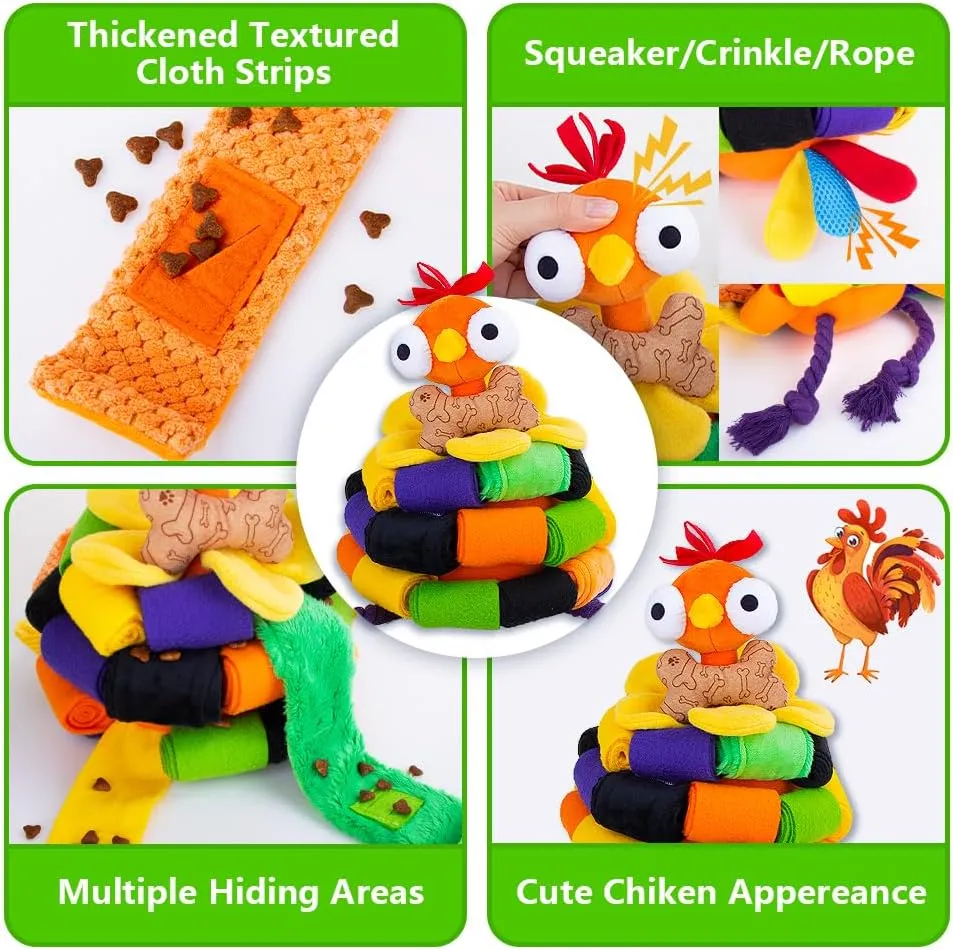 Snuffle Chicken Dog Toys Interactive Snuffle Ball for Dogs Small Medium Large Breed Cute Squeaky Dog Puzzle Toys Slow Feeder Treat Ball Games for Boredom,Pet Snuffle Mat Enrichment Toys for Halloween