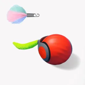 Speedy Ball with Tail Cat Toy, Smart Interactive Toys for Bored Indoor Cats, Automatic Rolling Ball 2.0 Enrichment, Turbo Electric Self Moving Flying 3.0, Electronic Rollie Pet Chase Games Exercise