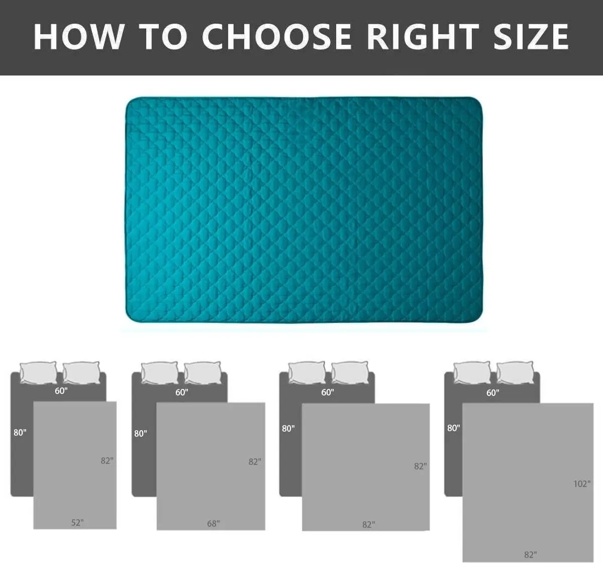 SPXTEX Dog Bed Cover Washable Pee Pads Dog Blankets for Puppy Large Dog Cat,Sofa Reversible Changing Pad Reusable 1 Piece52"x82",Aqua