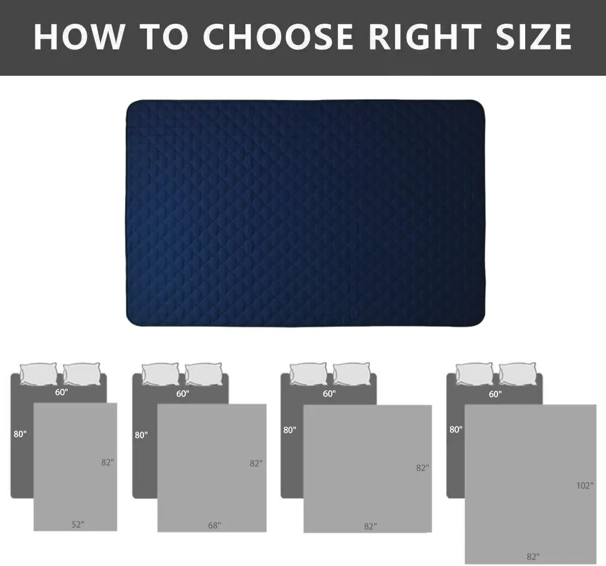 SPXTEX Dog Bed Cover Washable Pee Pads Dog Blankets for Puppy Large Dog Cat,Sofa Reversible Changing Pad Reusable 1 Piece68"x82",Navy Stoneblue