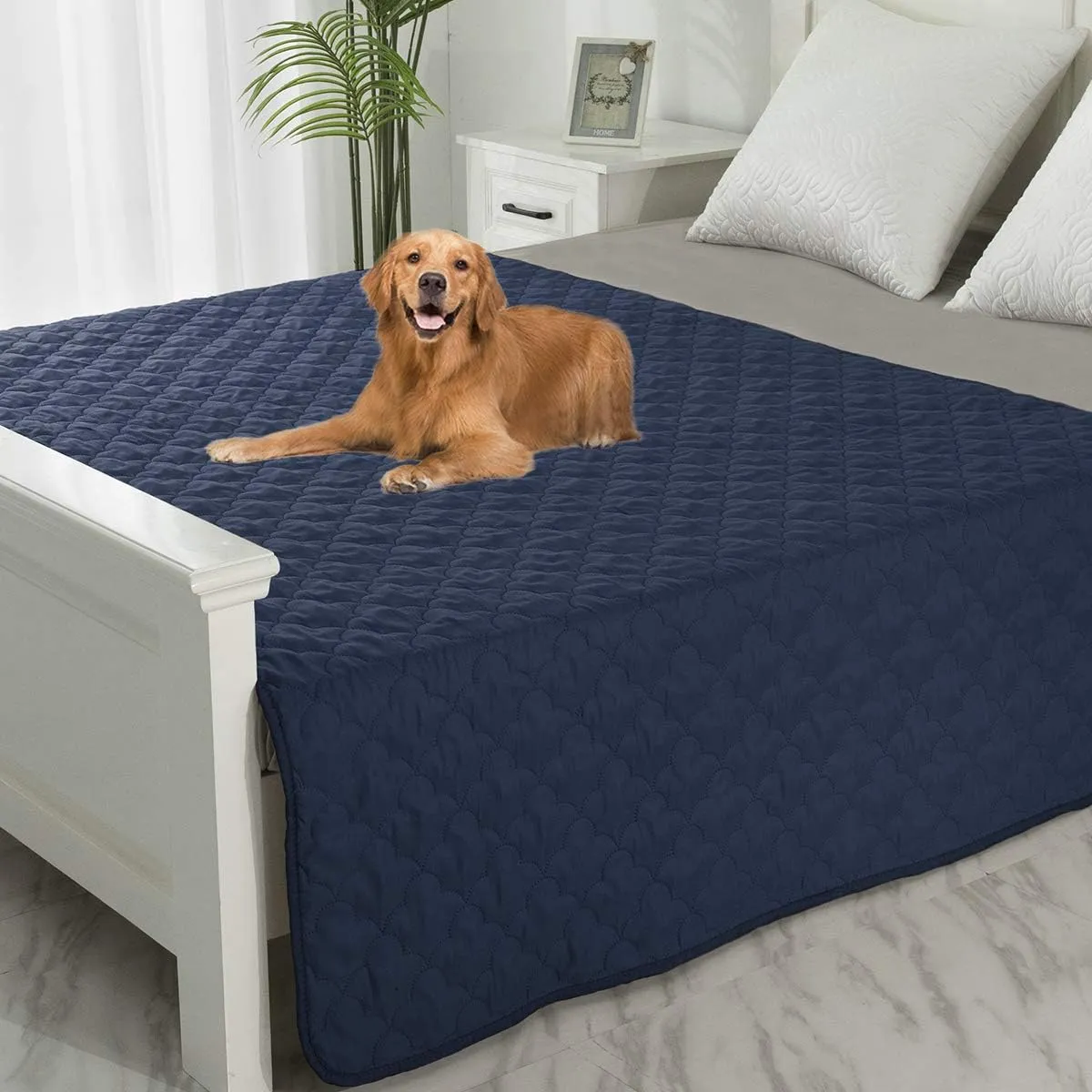 SPXTEX Dog Bed Cover Washable Pee Pads Dog Blankets for Puppy Large Dog Cat,Sofa Reversible Changing Pad Reusable 1 Piece68"x82",Navy Stoneblue