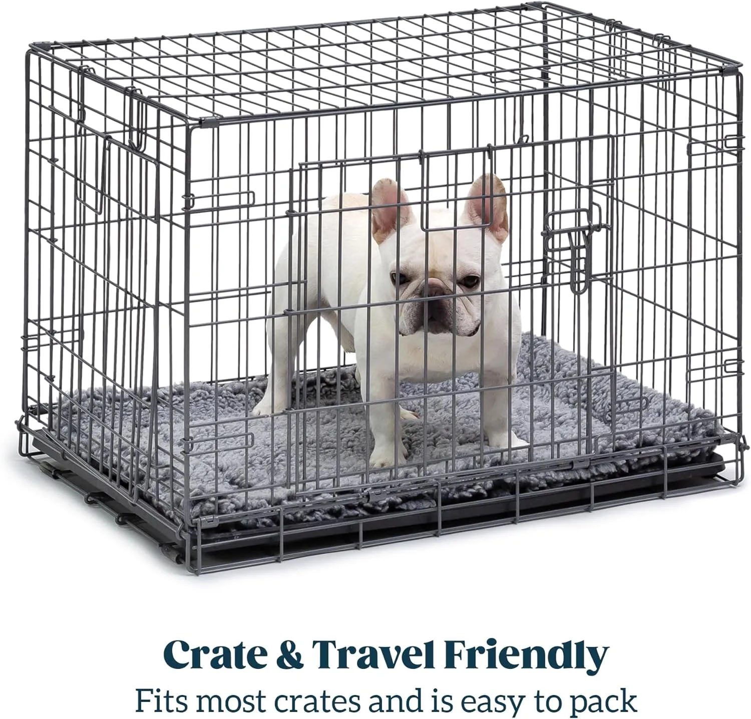 Stoutwool Indestructible Dog Bed - Fluffy Chew Proof Dog Crate Pad - Tough Kennel Pad for Aggressive Chewers - Washable, Ideal for Large Breeds & Fits 36-Inch Crate - 35"x22", Charcoal