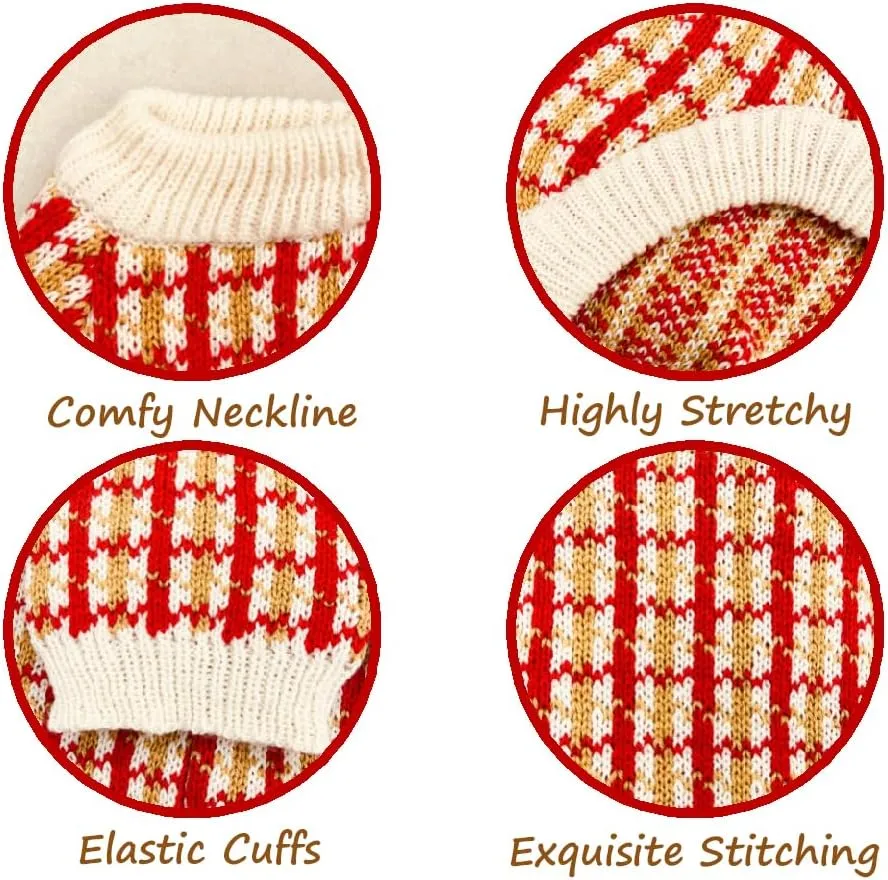 Stylish Grid Twist Pattern Dog Sweater - Christmas, Light Fleece, Small Dogs
