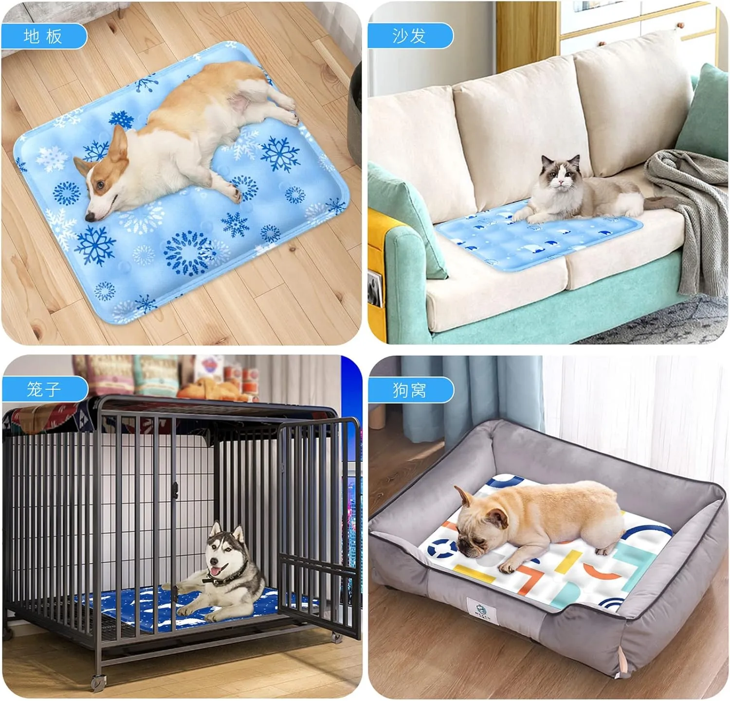 Summer Pet Cooling Mat, Self Cooling Gel Pet Dog Cat Cool Mat Pad, Pets Sleeping Mattress Large, Beds Mats Comfort for Cats and Dogs