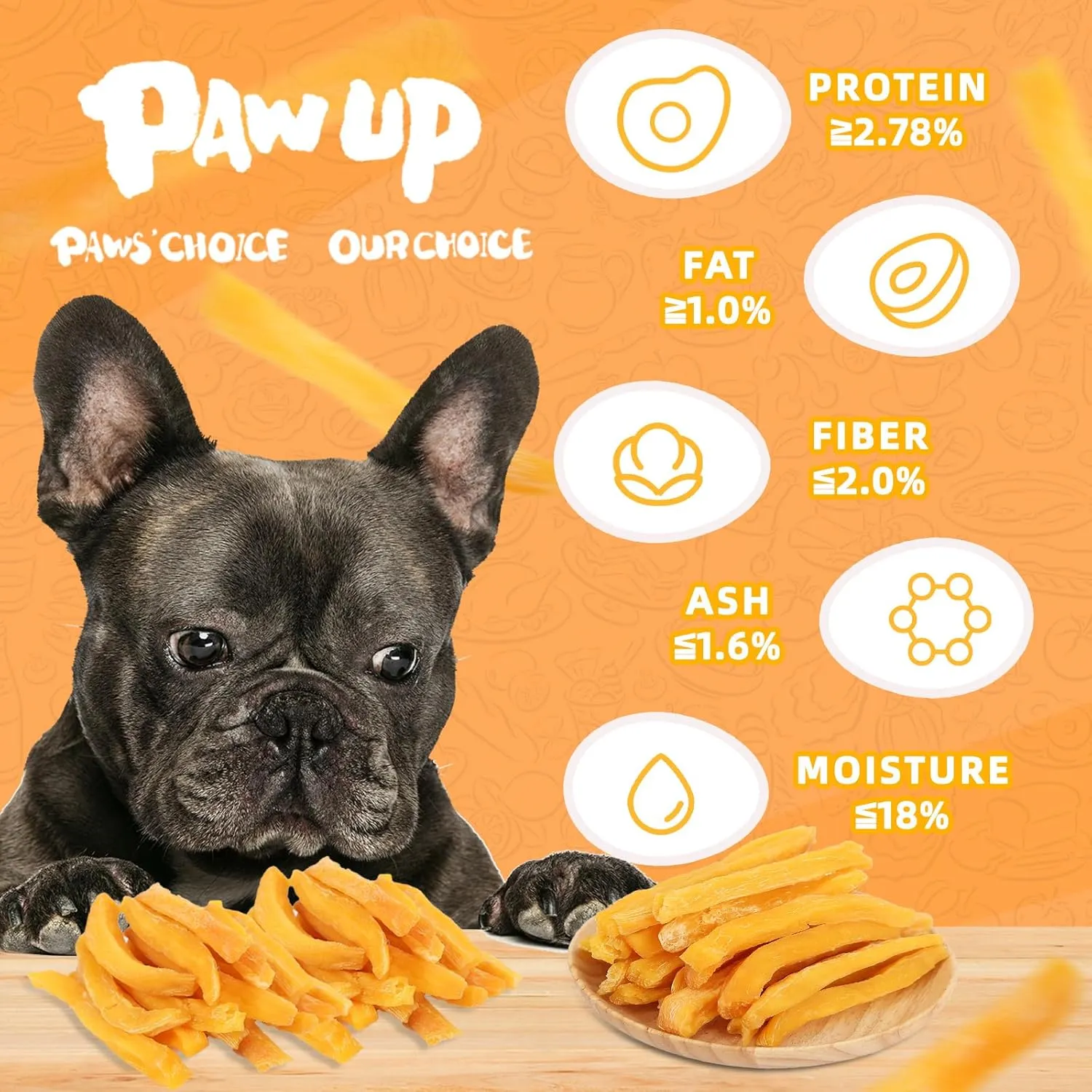 Sweet Potato Dog Treat Soft, Limited Ingredient Dog Treat w/Taurine, Vegan Chew for Small Medium Large Dogs, 12.5oz