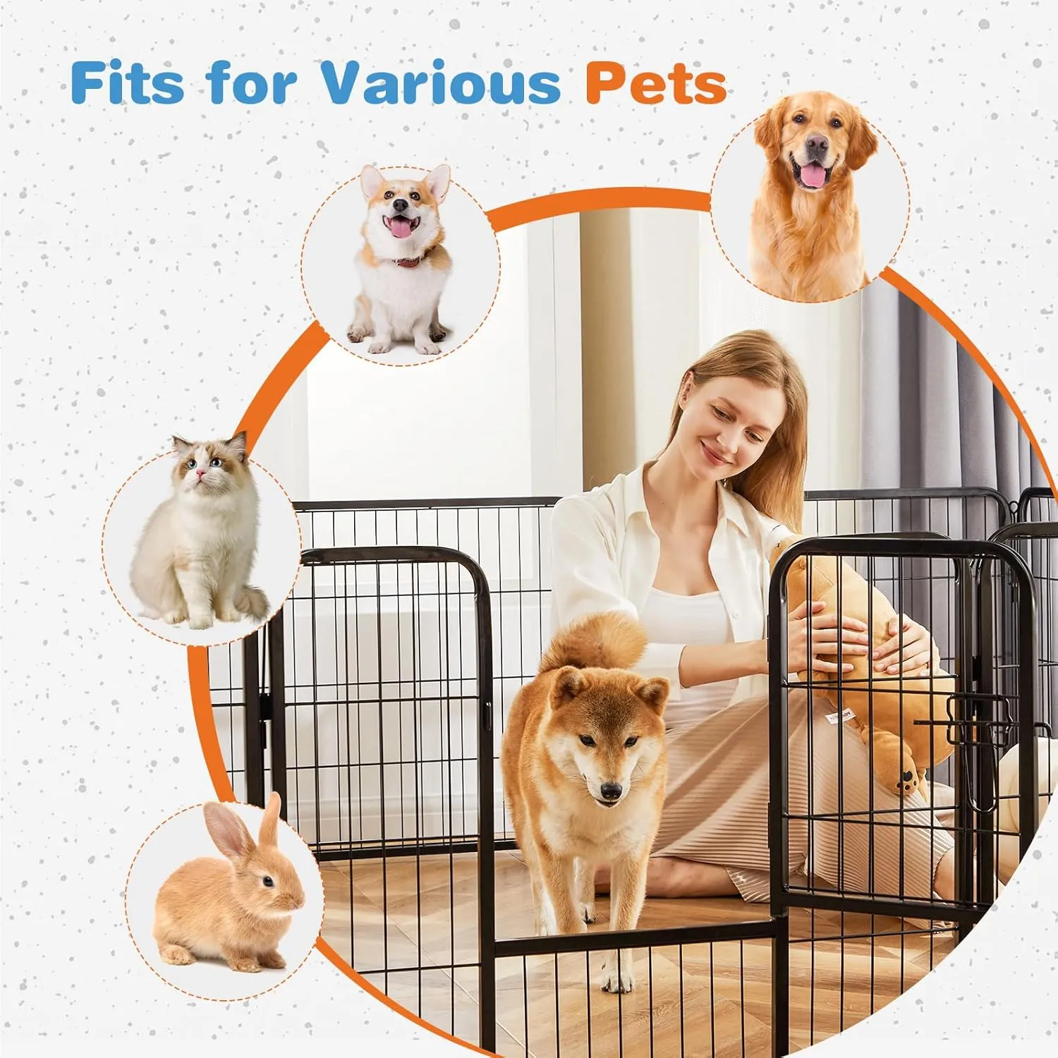 Sweetcrispy Dog Playpen Indoor - Pet Fence Exercise Pen for Yard Gate 16 Panels Foldable Puppy Playpens with Doors Metal Dog Pen for Camping, RV, Outdoor, Small/Medium Pets, 24 Height