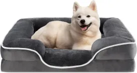 Sweetcrispy Orthopedic Dog Bed, Memory Foam Puppy Sleeping Sofa for Medium Pets with Washable Removable Cover Non-Slip Base Waterproof Liner Egg Crate, Classic Grey, 28" L x 23" W x 6.5" Th