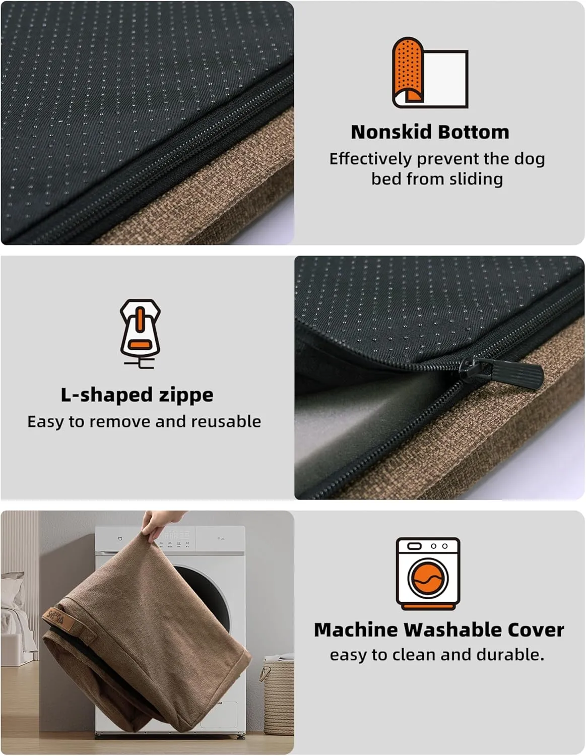 Sytopia 36" Chew-Proof Dog Bed, L, Outdoor Waterproof Pet Bed for Large Dogs, Washable, Orthopedic, Dog Crate Pad, Supports up to 60 lbs, Caramel