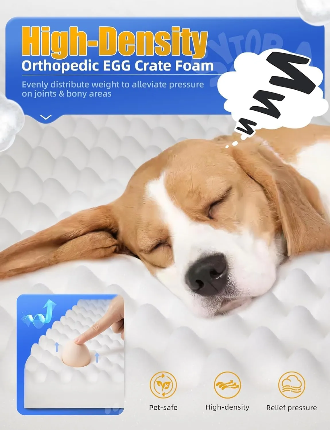 Sytopia Indestructible Dog Beds for Large Dogs Orthopedic, 42 Inch Chew Proof Pet Beds Extra Large, Washable Removable Cover and Anti-Slip Bottom - X-Large