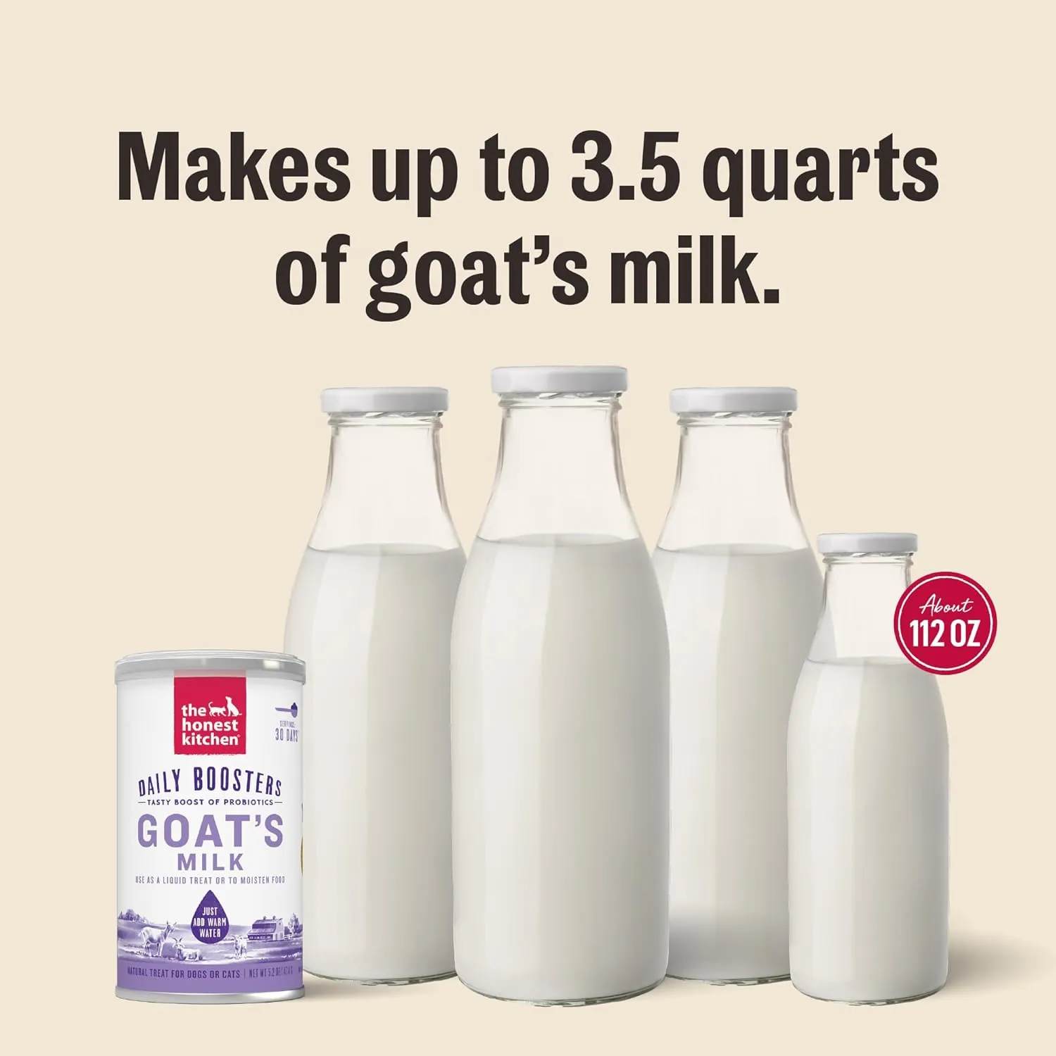 The Honest Kitchen Human Grade Instant Goat's Milk with Probiotics for Dogs and Cats, 5.2 Ounces