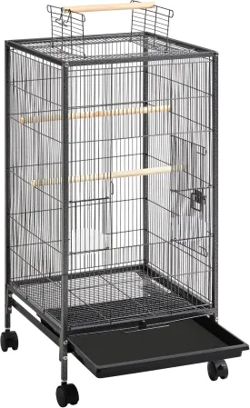 Topeakmart 40'' Height Metal Parakeet Cage Cockatiel Cage Medium Small Parrot Cage w/Rolling Stand for Small Parrots Birds