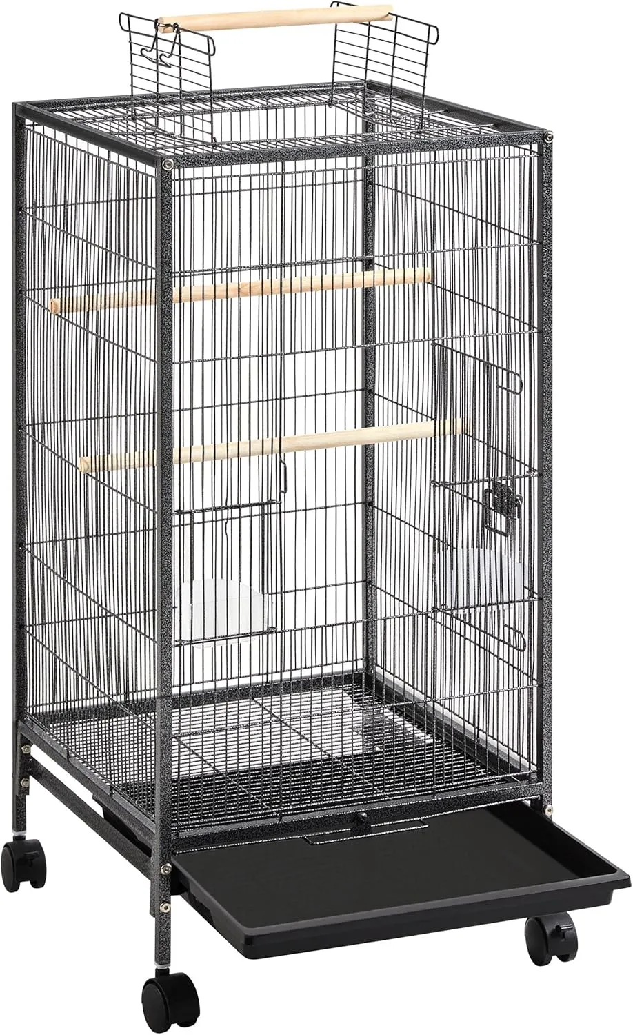 Topeakmart 40'' Height Metal Parakeet Cage Cockatiel Cage Medium Small Parrot Cage w/Rolling Stand for Small Parrots Birds