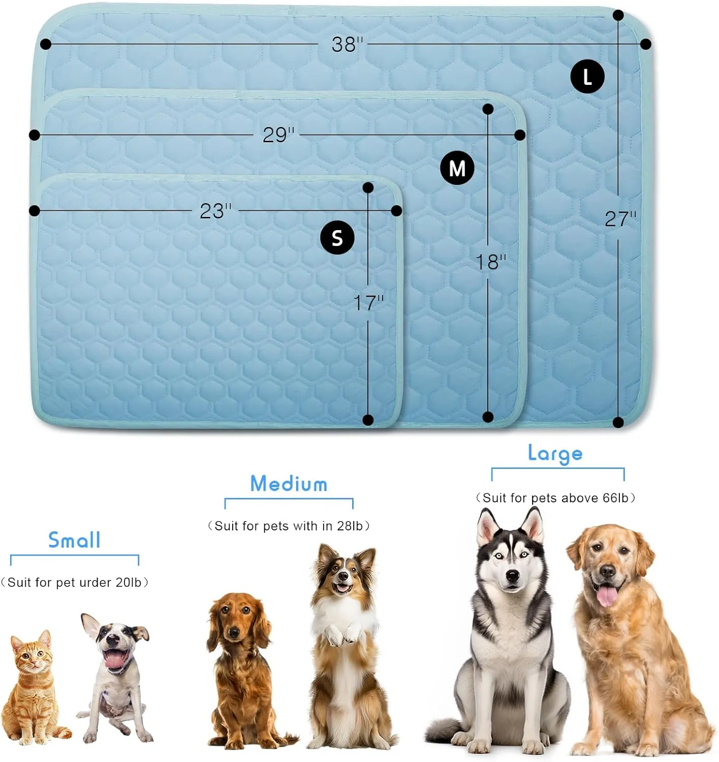 Upgrade Dog Cooling Mat, Pet Dog Self Cooling Pad, Ice Silk Washable Cooling Mat for Dogs Cats Kennels Crates Beds