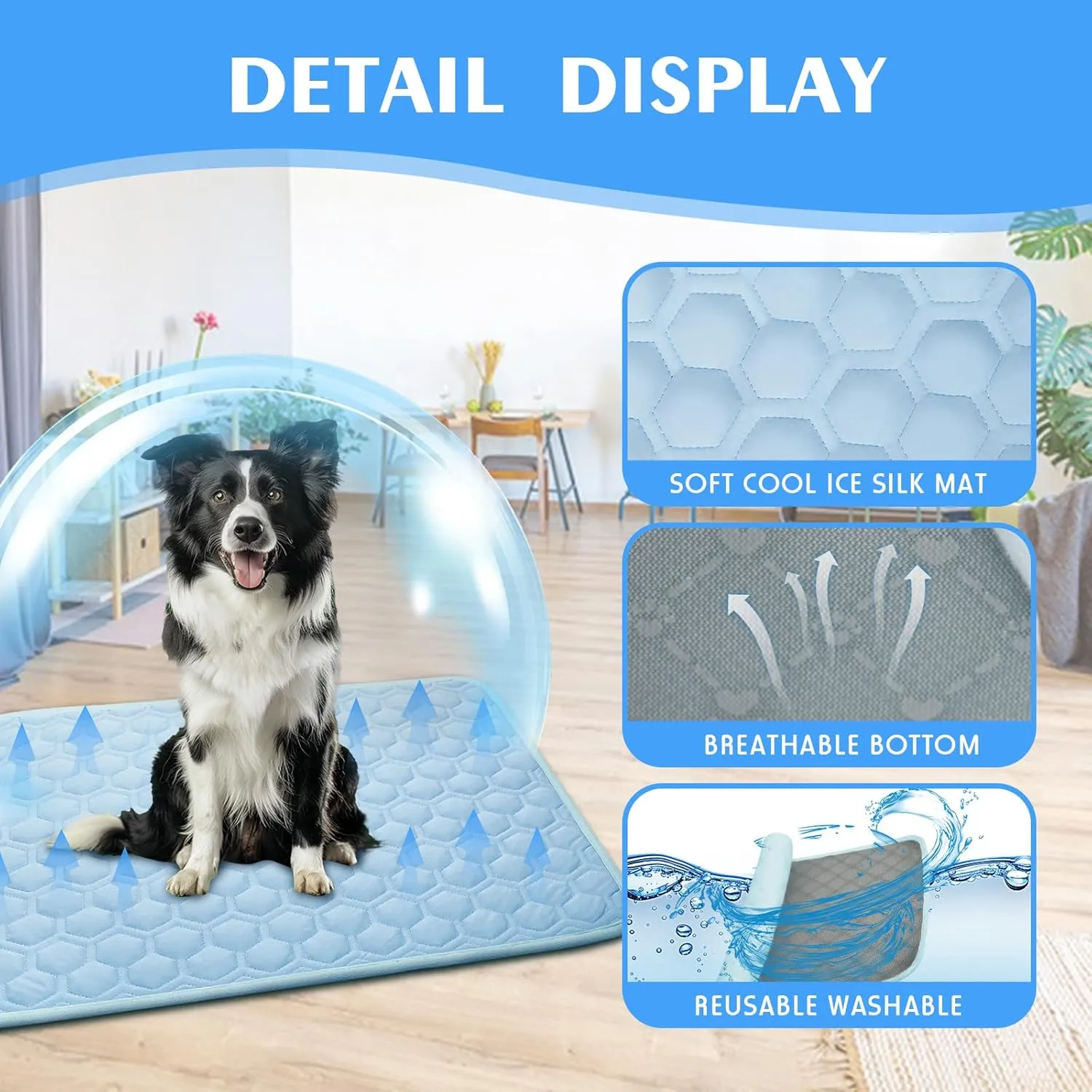Upgrade Dog Cooling Mat, Pet Dog Self Cooling Pad, Ice Silk Washable Cooling Mat for Dogs Cats Kennels Crates Beds