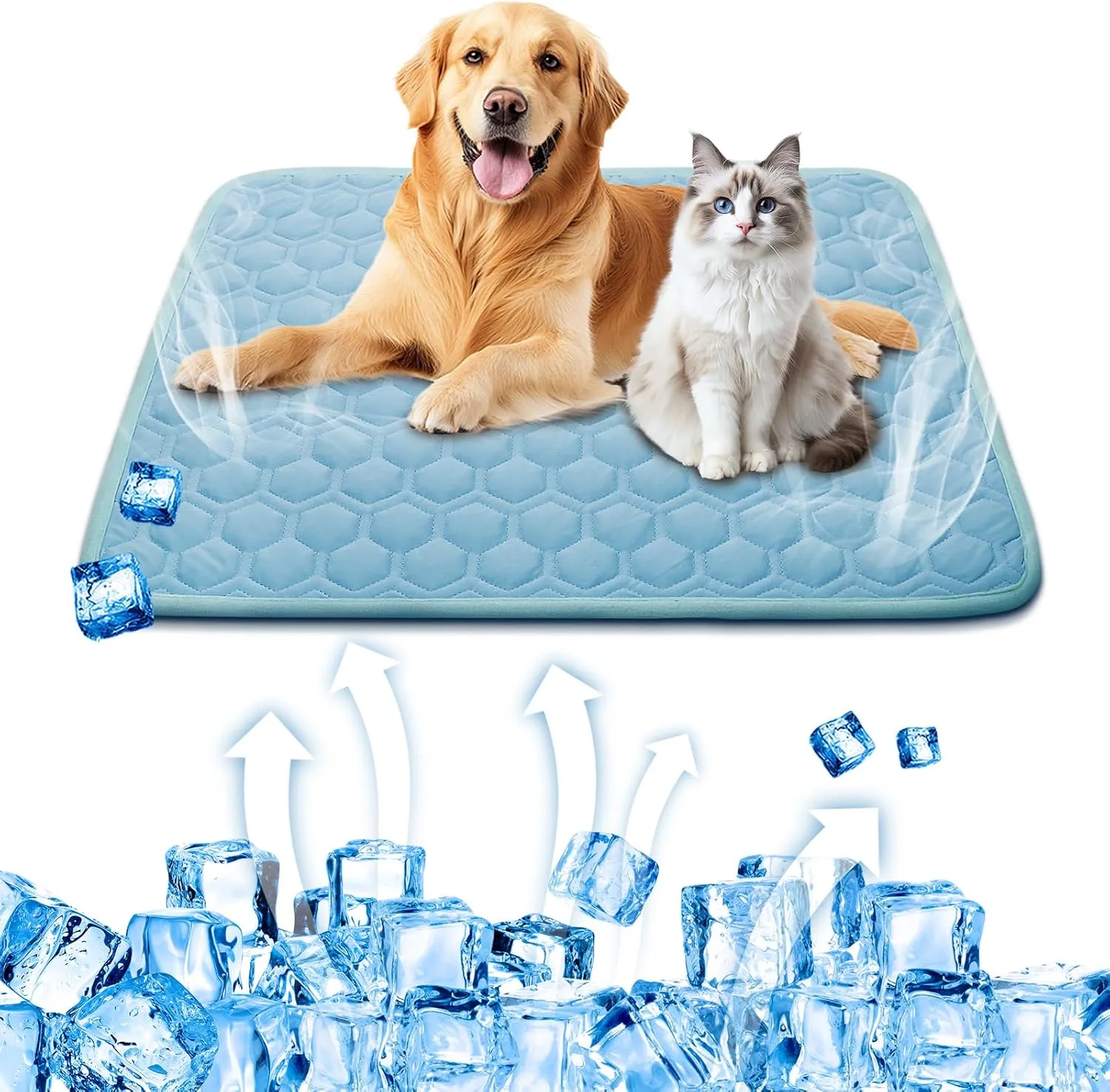 Upgrade Dog Cooling Mat, Pet Dog Self Cooling Pad, Ice Silk Washable Cooling Mat for Dogs Cats Kennels Crates Beds