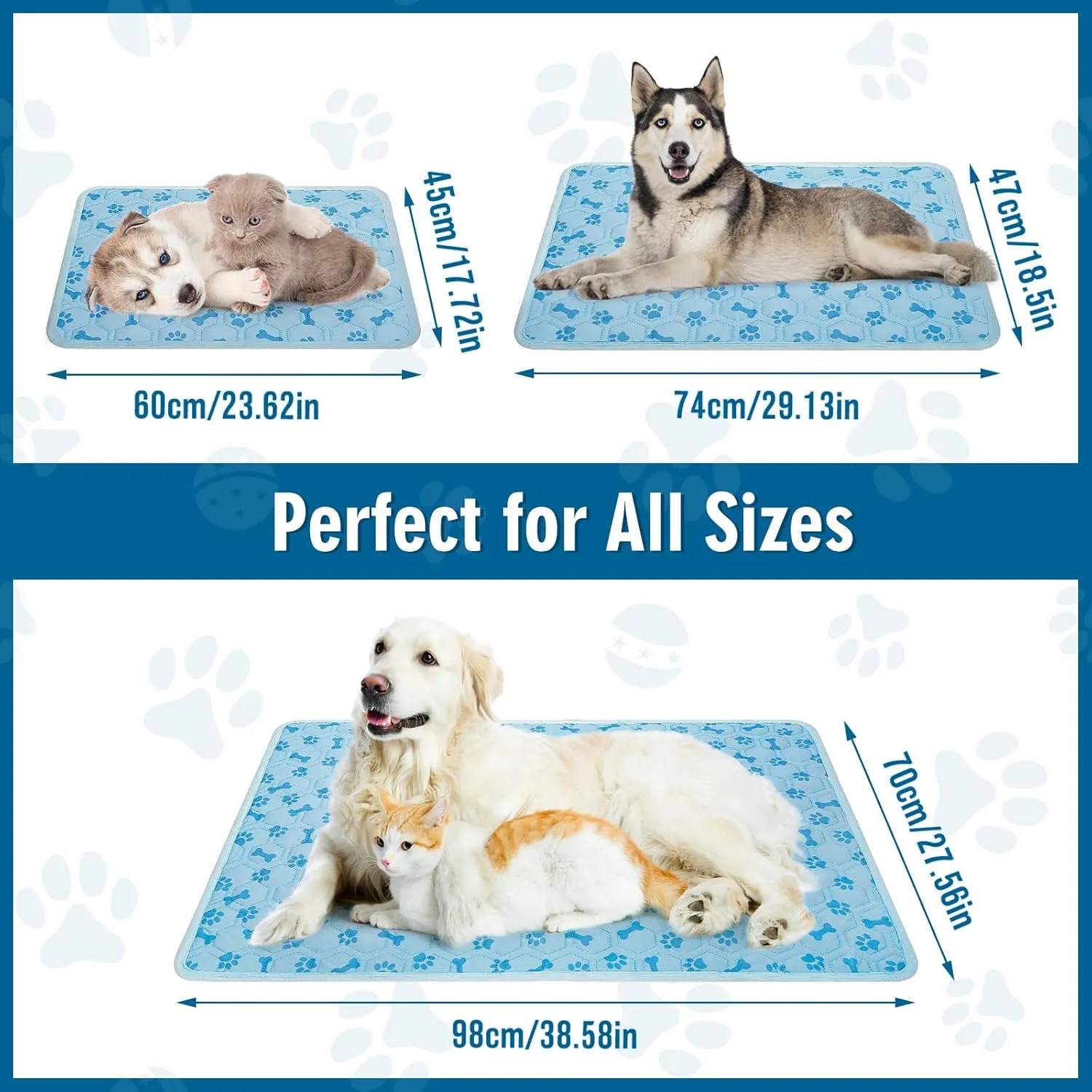 Upgraded Cooling Mat for Dogs,Washable Pet Cooling Pad for Cats Portable Dog Cool Blanket,Non-Toxic for Indoor Outdoor Use - No Water Needed