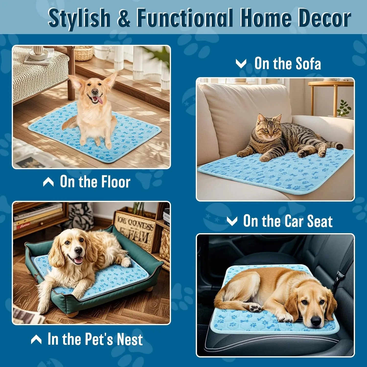 Upgraded Cooling Mat for Dogs,Washable Pet Cooling Pad for Cats Portable Dog Cool Blanket,Non-Toxic for Indoor Outdoor Use - No Water Needed
