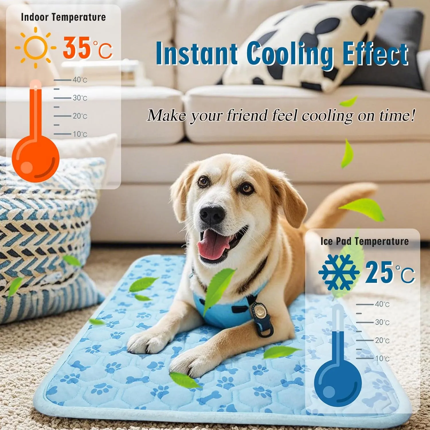 Upgraded Cooling Mat for Dogs,Washable Pet Cooling Pad for Cats Portable Dog Cool Blanket,Non-Toxic for Indoor Outdoor Use - No Water Needed