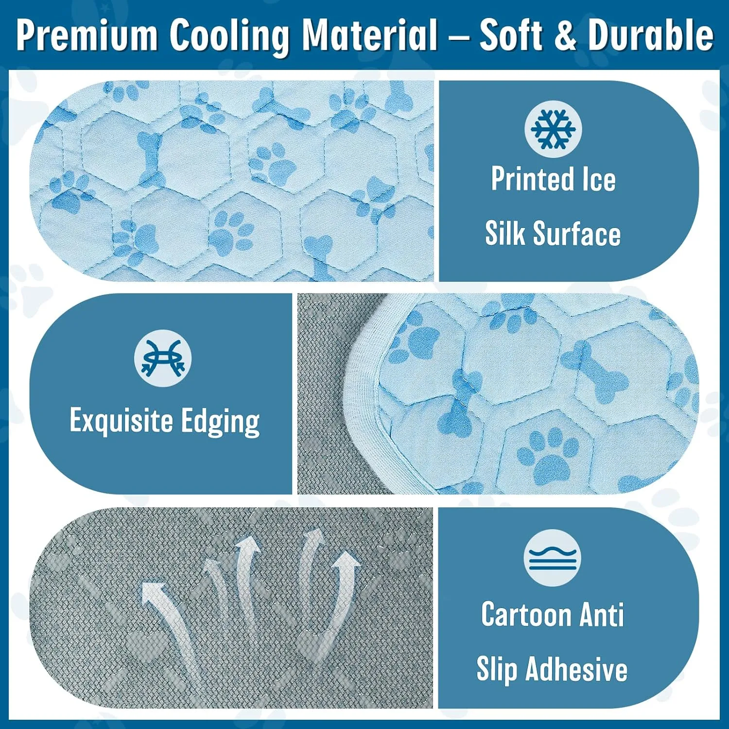 Upgraded Cooling Mat for Dogs,Washable Pet Cooling Pad for Cats Portable Dog Cool Blanket,Non-Toxic for Indoor Outdoor Use - No Water Needed