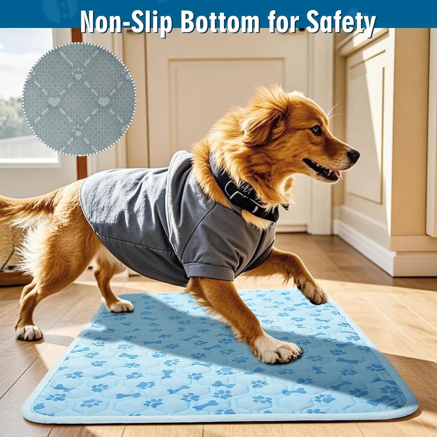 Upgraded Cooling Mat for Dogs,Washable Pet Cooling Pad for Cats Portable Dog Cool Blanket,Non-Toxic for Indoor Outdoor Use - No Water Needed