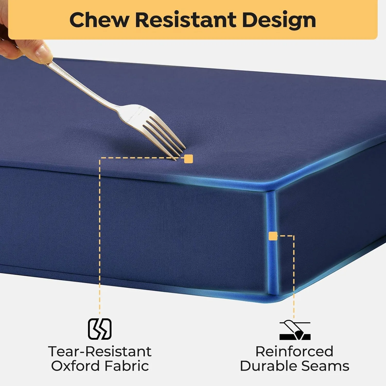 Veehoo Chew Proof Dog Bed for Crate, Durable Dog Crate Bed with Hidden Zipper, Outdoor Waterproof Pet Bed with Removable Washable Cover, Memory Foam Bed for Large Dogs