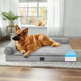 Veehoo Memory Foam Orthopedic Dog Beds-4" Thickened Washable Large Pet Bed with Removable Fluffy Dutch Velvet Bolster Cover & Non-Slip Bottom, Dog Sofa Bed for Large Dogs, 35 * 26 in