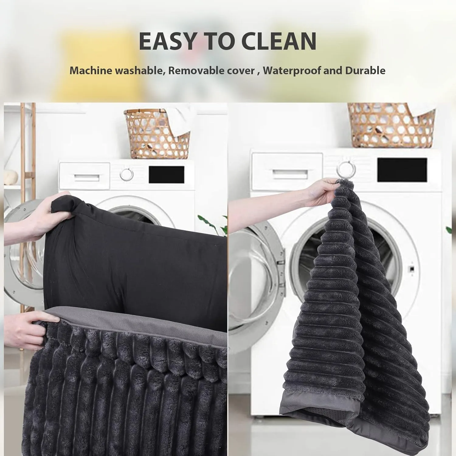 Vonabem Large Dog Bed Washable with Removable Cover Waterproof, Dog Crate Beds for XL Large Medium Small Dogs Cats, Soft Flannel Pet Beds Anti-Slip Kennel Pad 36 inch