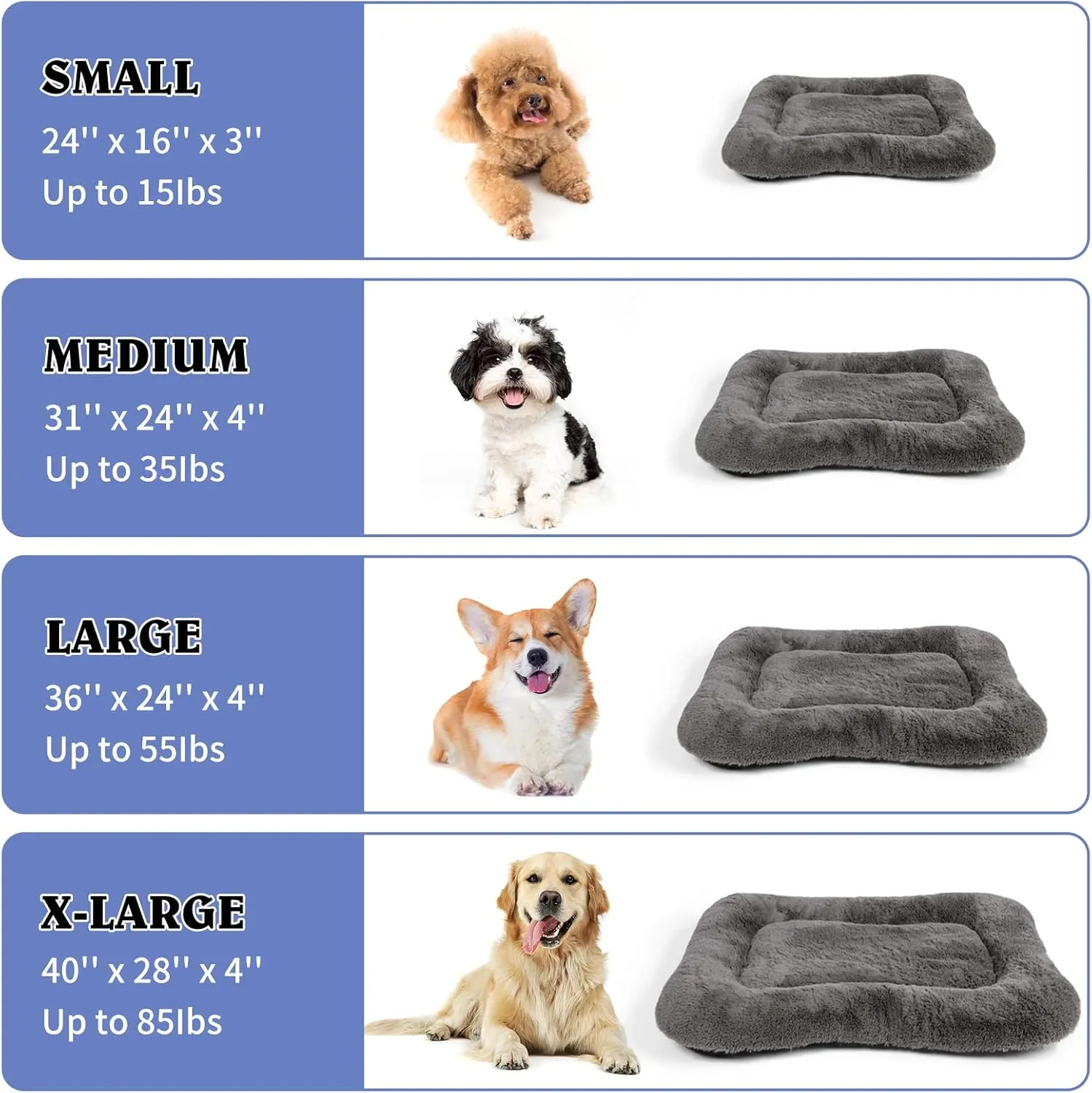 Washable Dog Crate Bed Cushion - Large Size Dogs, 36 INCH Crate Pad