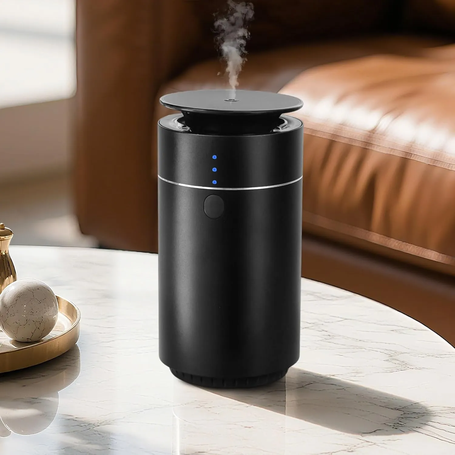 Waterless Essential Oil Diffuser, Battery Operated Nebulizer, Mini Scent Air Machine, Scent Diffuser for Car & Home, Intelligent Auto On/Off, 3 Mist Modes, Ideal for Room, Office, Travel, Black