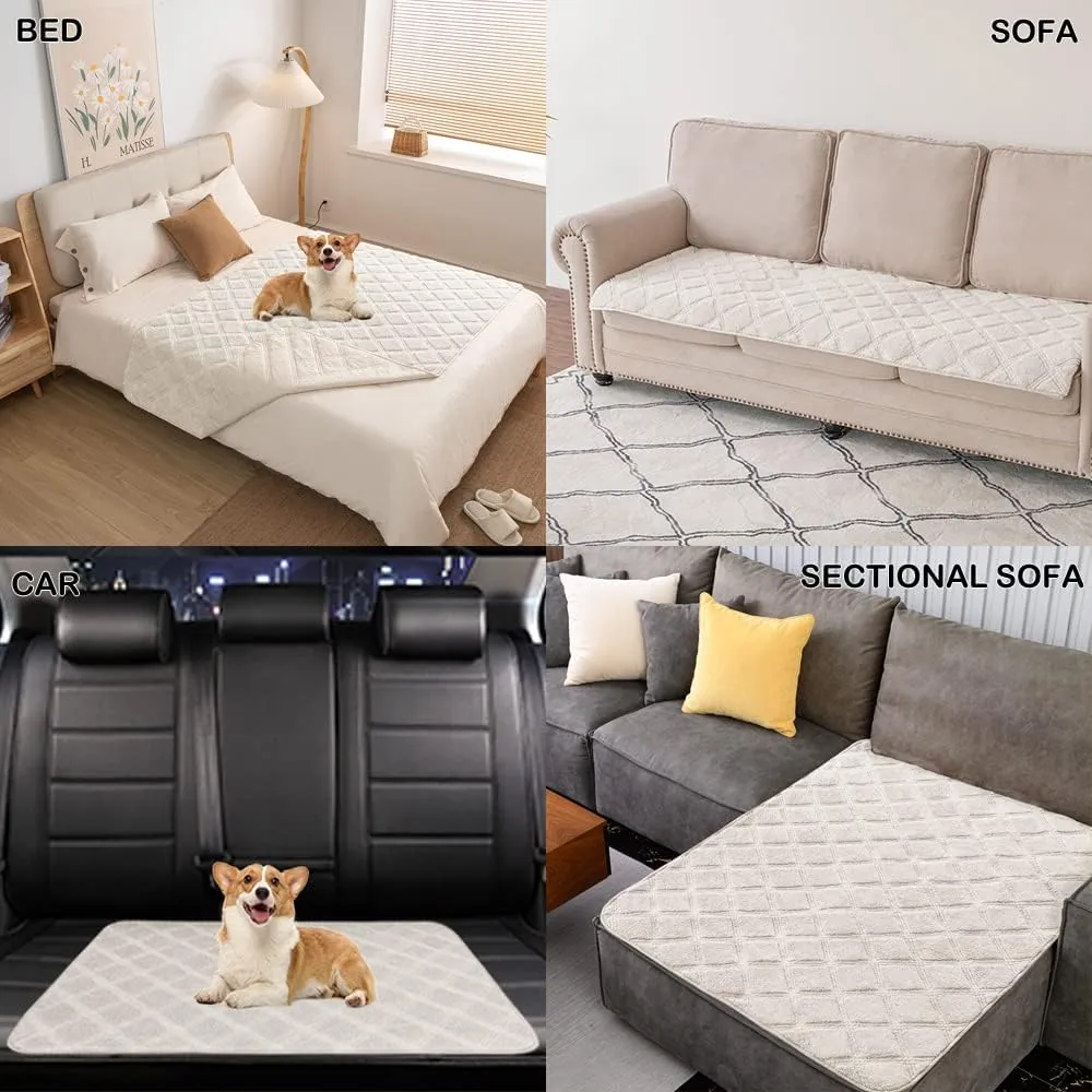 Waterproof & Anti-Slip Dog Bed Blanket Faux Fur Soft Fuzzy Warm Washable Mattress Furniture Protector Cat Mat Pet Pad for Sofa,Couch,Living Room Bedroom