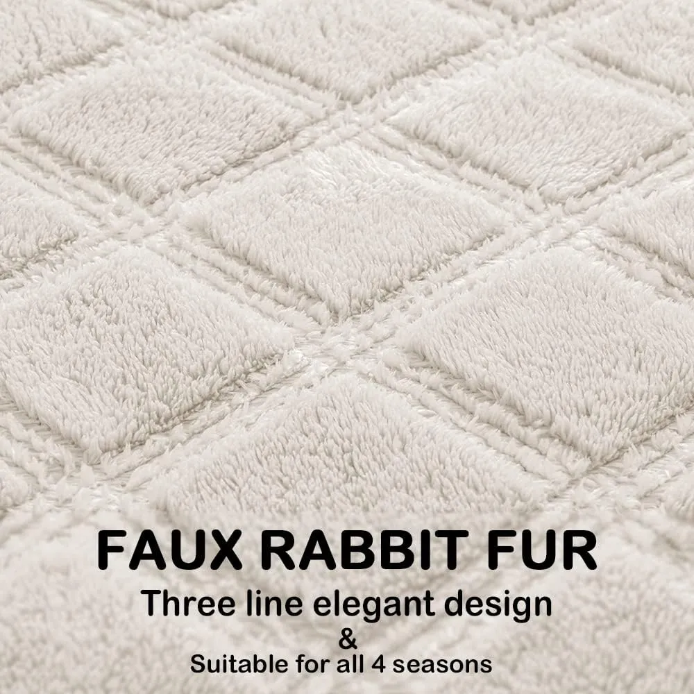 Waterproof & Anti-Slip Dog Bed Blanket Faux Fur Soft Fuzzy Warm Washable Mattress Furniture Protector Cat Mat Pet Pad for Sofa,Couch,Living Room Bedroom