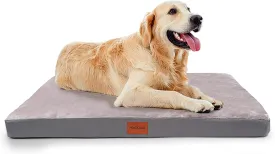 Waterproof Dog Bed for Large and Medium-Sized Dogs, Orthopedic Washable Crate Pad 35 inch, Egg Crate Foam Pet Bed Mat with Removable Cover, Anti-Slip Reversible Kennel Pad, 35''22'', Grey