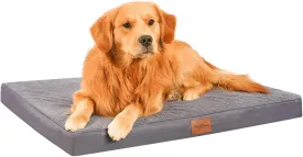 Waterproof Dog Beds for Large Sized Dogs - Orthopedic Dog Bed Washable Crate Pad, Egg Crate Foam Pet Bed Mat with Removable Cover, Anti-Slip Kennel Pad, 35''22'', Grey