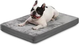 Waterproof Small Dog Bed Crate Pad 24 inch, Washable Puppy Bed Orthopedic with Removable Cover Reversible, Foam Dogs Bed, Cat Bed Kennel Pad 23" x17, Anti-Slip Bottom, Gray