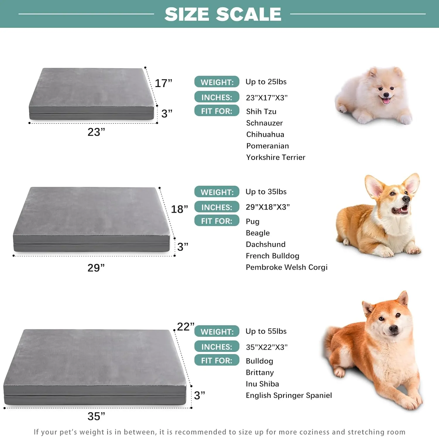Waterproof Small Dog Bed Crate Pad 24 inch, Washable Puppy Bed Orthopedic with Removable Cover Reversible, Foam Dogs Bed, Cat Bed Kennel Pad 23" x17, Anti-Slip Bottom, Gray
