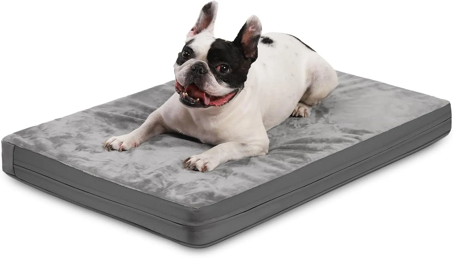 Waterproof Small Dog Bed Crate Pad 24 inch, Washable Puppy Bed Orthopedic with Removable Cover Reversible, Foam Dogs Bed, Cat Bed Kennel Pad 23" x17, Anti-Slip Bottom, Gray