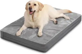 Waterproof XXL Dog Beds Large Sized Dog, Orthopedic Washable Crate Pad 48 inch, Jumbo XXLarge Foam Pet Bed with Removable Cover Reversible, Anti-Slip Kennel Pad, 47"x29", Gray