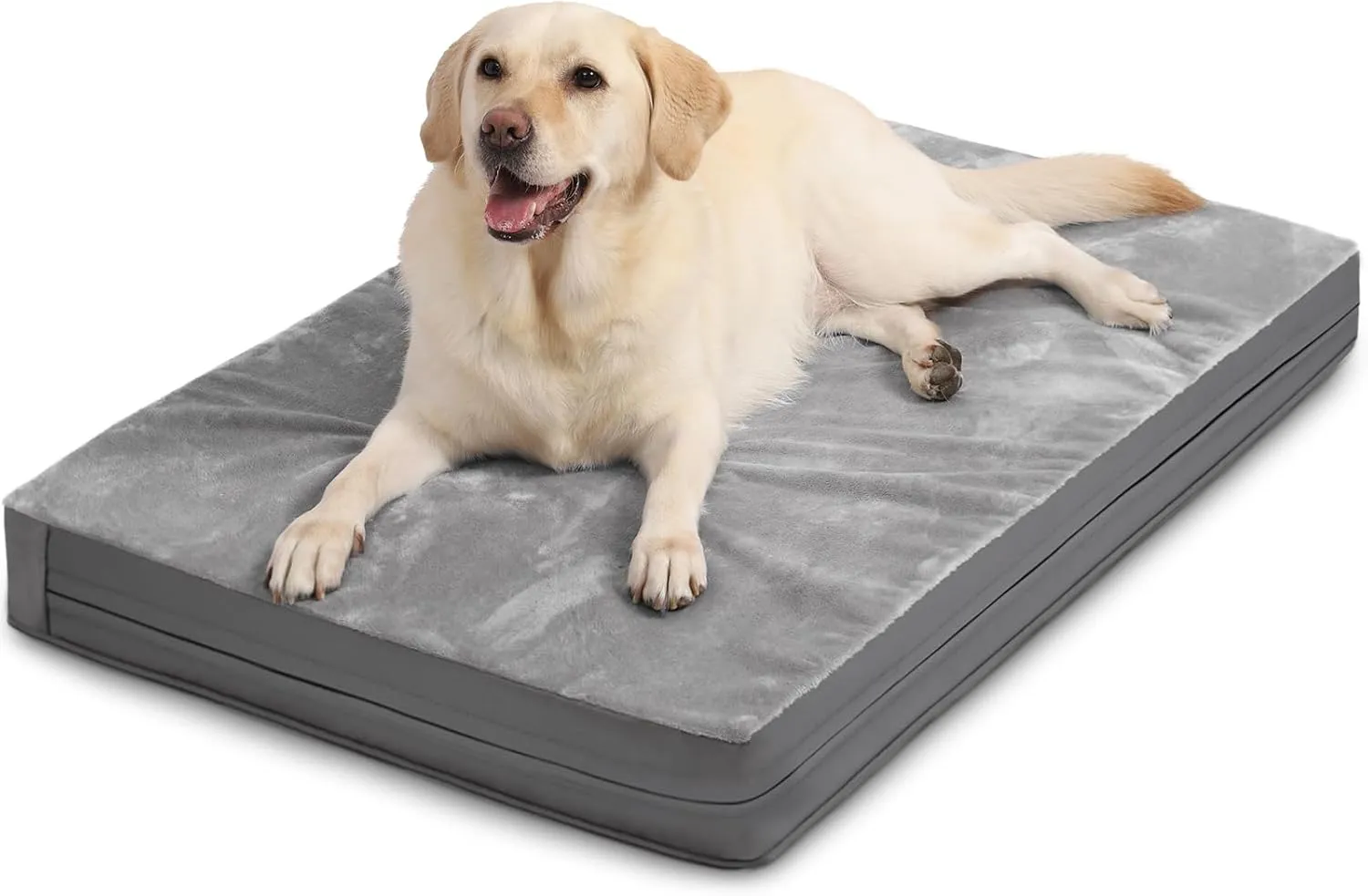 Waterproof XXL Dog Beds Large Sized Dog, Orthopedic Washable Crate Pad 48 inch, Jumbo XXLarge Foam Pet Bed with Removable Cover Reversible, Anti-Slip Kennel Pad, 47"x29", Gray