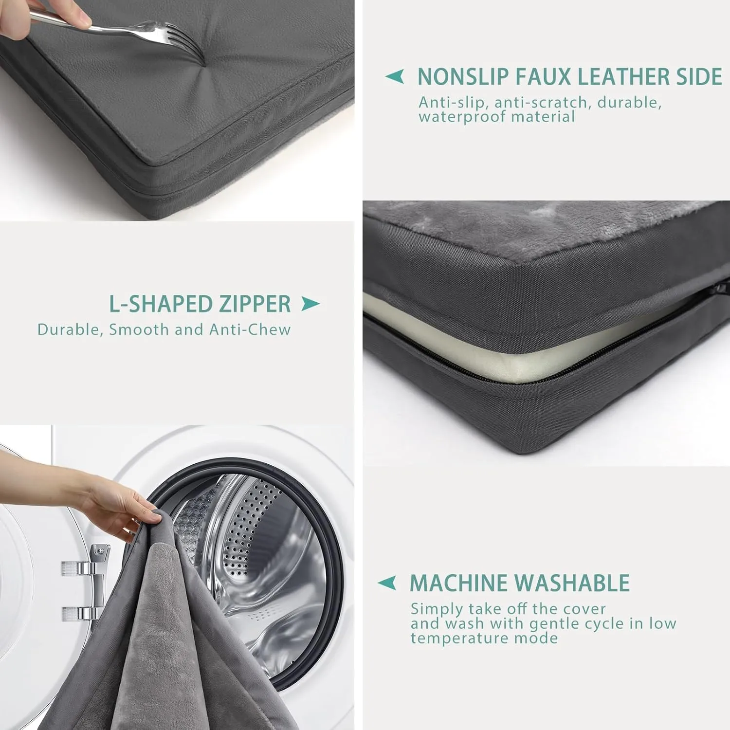Waterproof XXL Dog Beds Large Sized Dog, Orthopedic Washable Crate Pad 48 inch, Jumbo XXLarge Foam Pet Bed with Removable Cover Reversible, Anti-Slip Kennel Pad, 47"x29", Gray