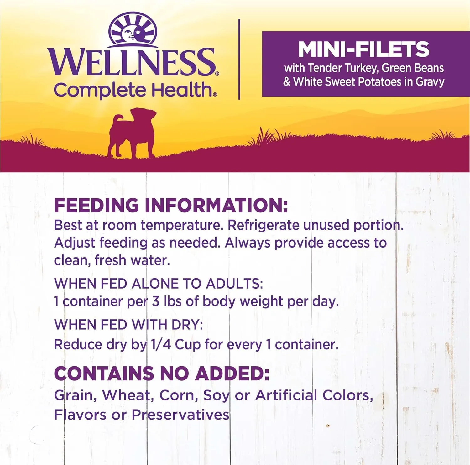 Wellness Petite Entrees Mini Fillets Natural Wet Small Breed Dog Food, Tender Turkey, Green Beans & White Sweet Potato, 3-Ounce Cup (Pack of 24)