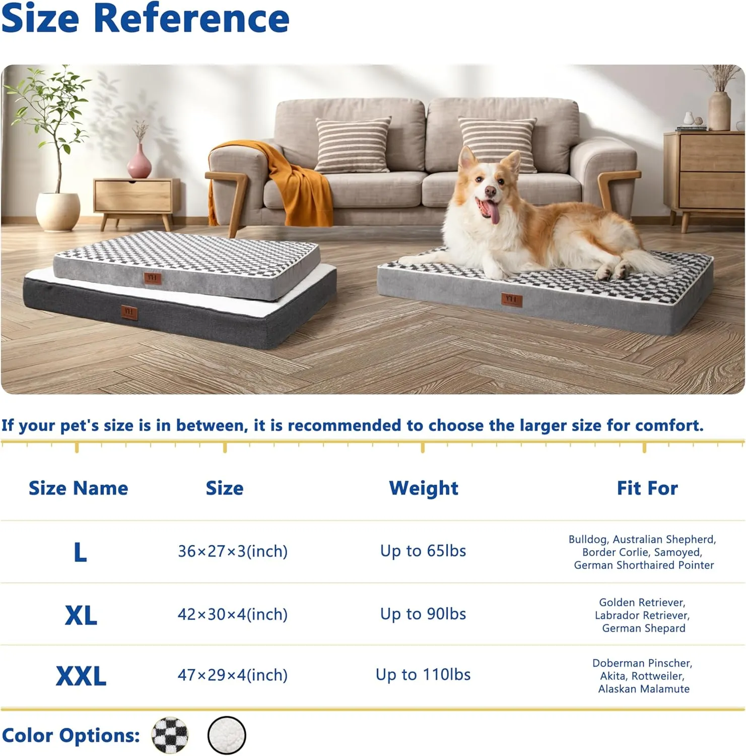 WESTERN HOME Dog Beds for Large Dogs, Waterproof Large Orthopedic Dog Bed with Washable Removable Cover, Egg Foam Pet Bed Mat for Crate, 36 inch, Dark Grey
